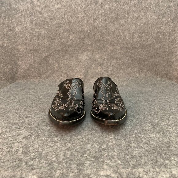 Leddy Vaquero Women’s Black Patent Leather Western Cowboy Mules Slip On Sandals - Picture 6 of 11